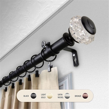 Central Design 1 in. Lyla Curtain Rod with 48 to 84 in. Extension, Black 100-59-482